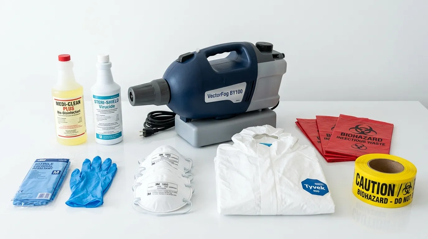 Professional biohazard remediation crew working in Houston