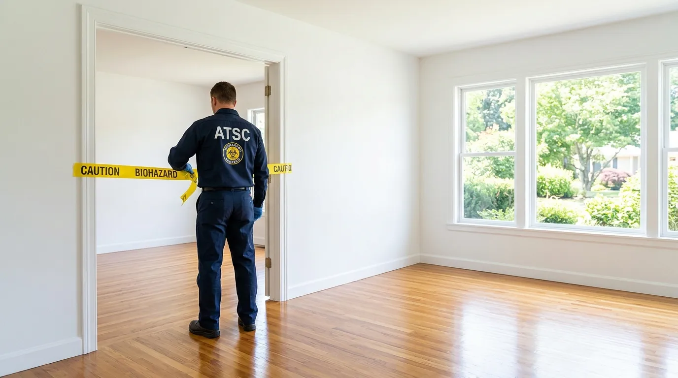 Certified biohazard cleanup crew performing Crime Scene Cleanup in Houston